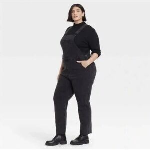 Ava & Viv size 26W Black Overalls w/ distressing